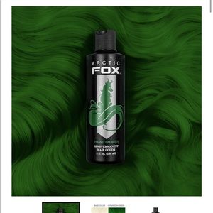 2 green hair dye bottles